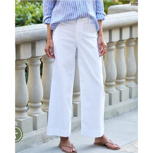 Frank Eileen Pants Womens 8 Wexford Wide Leg Flax Cotton Quiet Luxury Old Money - Picture 1 of 15